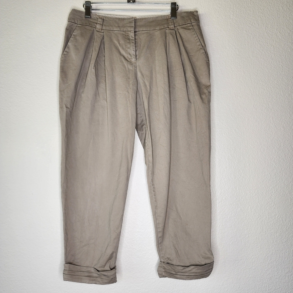 Anthropologie Cartonnier Pleated Front Cropped Cuffed Chino Pants 6
